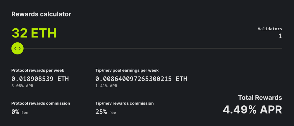 Stake.fish’s Ethereum staking calculator
