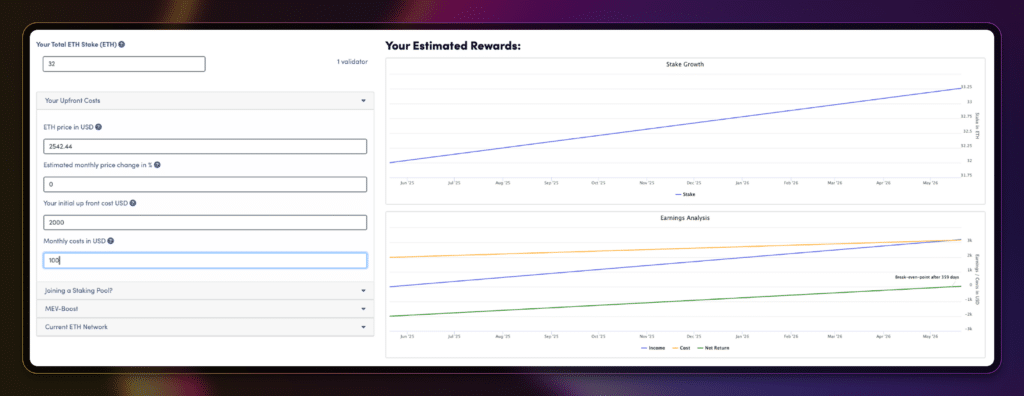 crypto staking calculator from Blocknative