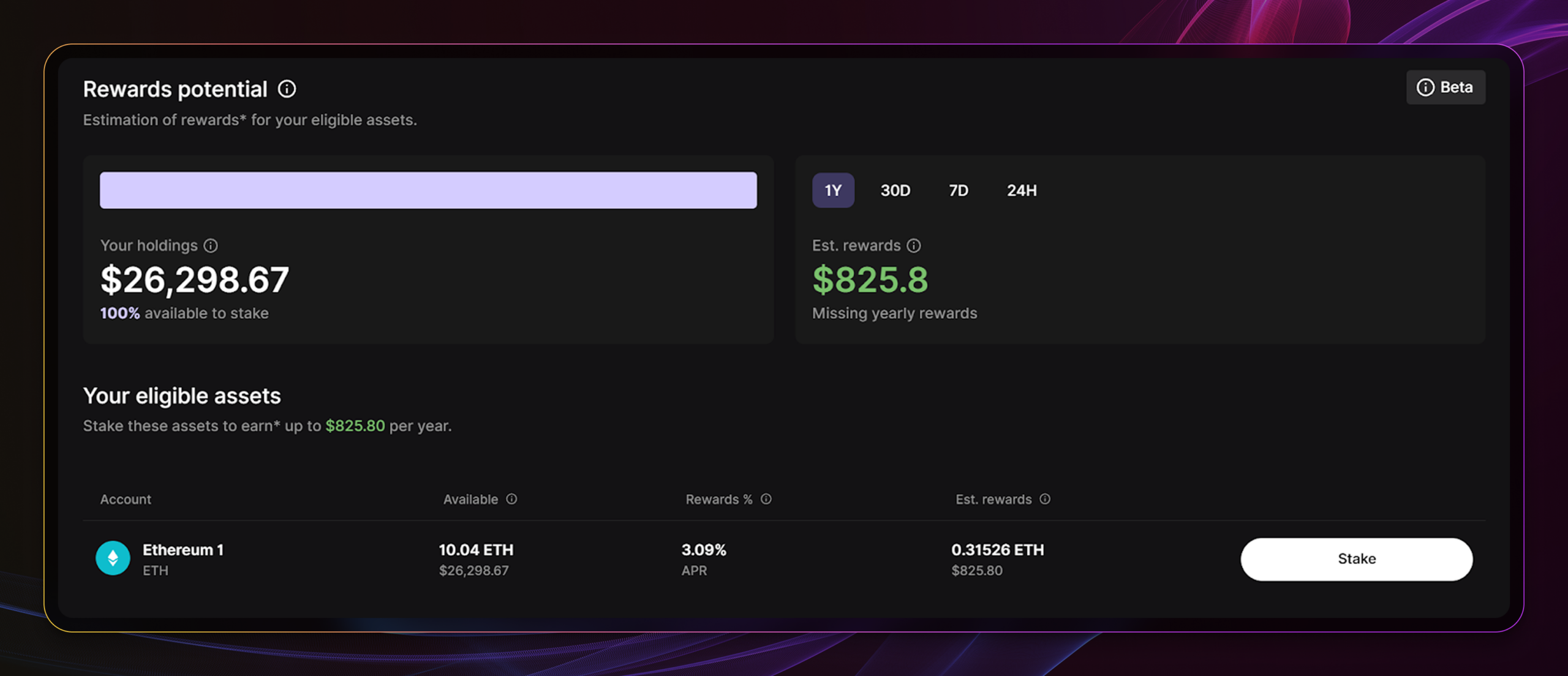 Navigate to the Staking Section